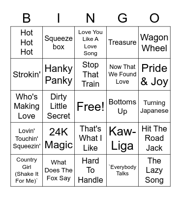 Random Hits B Bingo Card