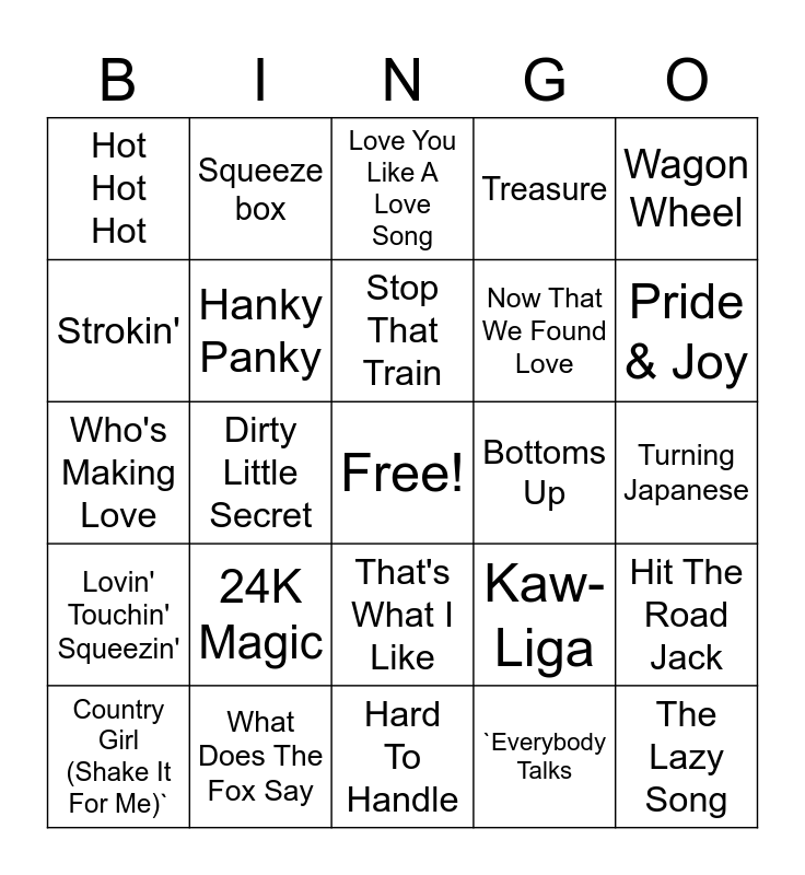 Random Hits B Bingo Card