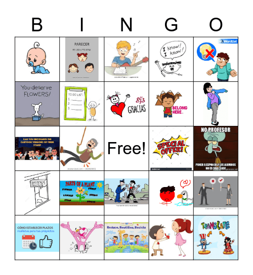 Verbos irregulares presente Bingo Card