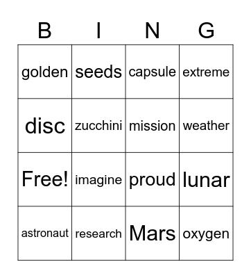 Grade 8 Unit 2 Vocabulary Bingo Card