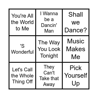 Fred Astaire Songs Bingo Card