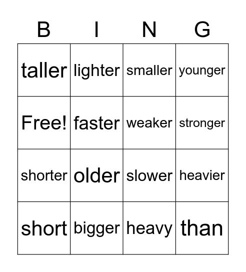 -ER Bingo Card