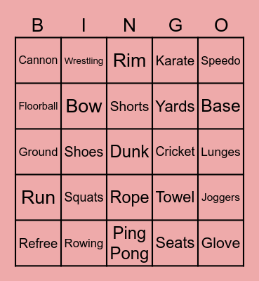 Sports Bingo Card