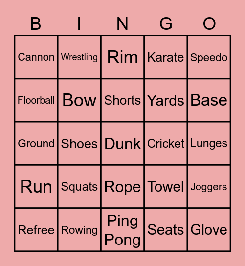 Sports Bingo Card