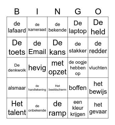 Thema woorden thema 1 Bingo Card