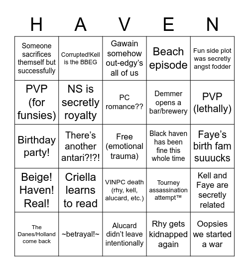 Bingo Haven Bingo Card