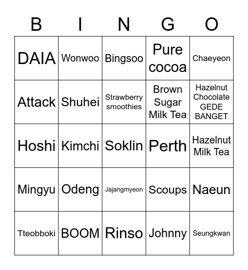 Bingo chaeyeon Bingo Card