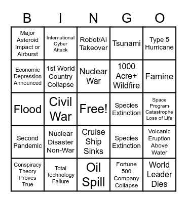 2020 Apocalypse Bingo Card