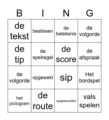 Woordenschat Bingo Card