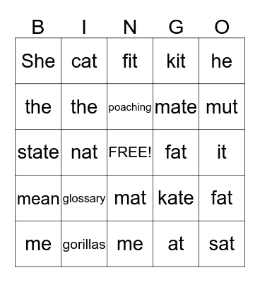 Non-Fiction and One an Only Ivan Bingo Card