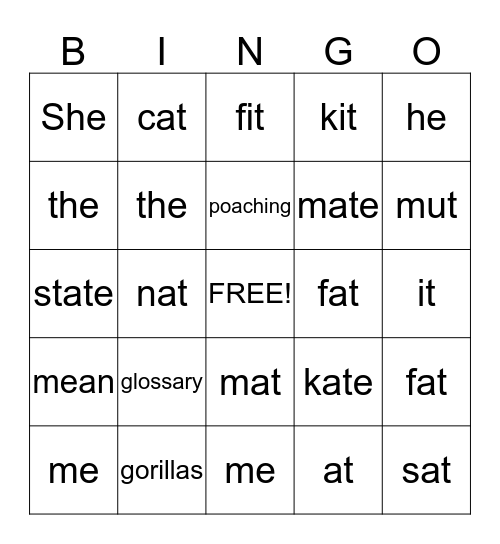 Non-Fiction and One an Only Ivan Bingo Card