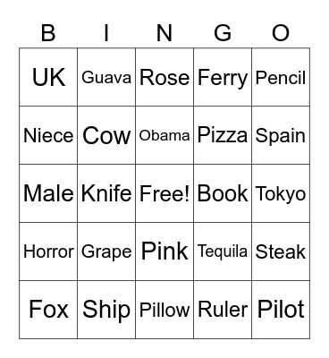 BINGO BINGO Card