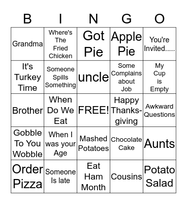 Family & Friends  Bingo Card