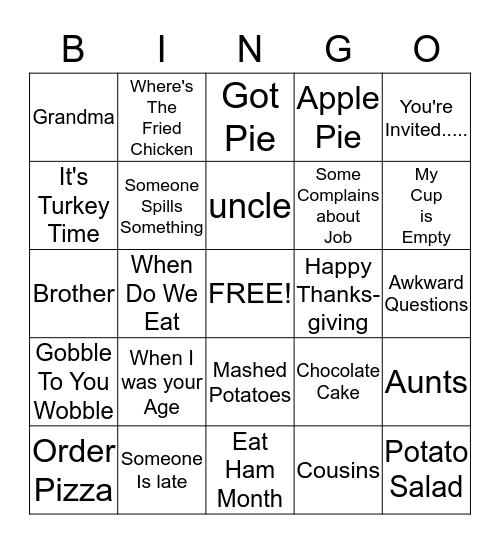 Family & Friends  Bingo Card