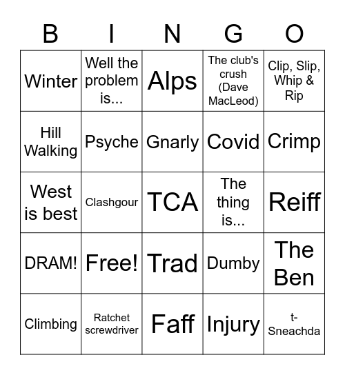 GUMC Bingo Card
