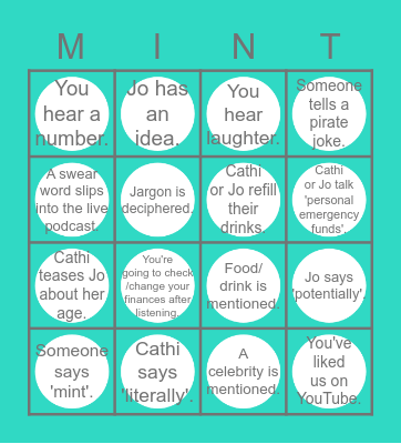 Tweet/post a photo to enter. #ThatMintGame Bingo Card