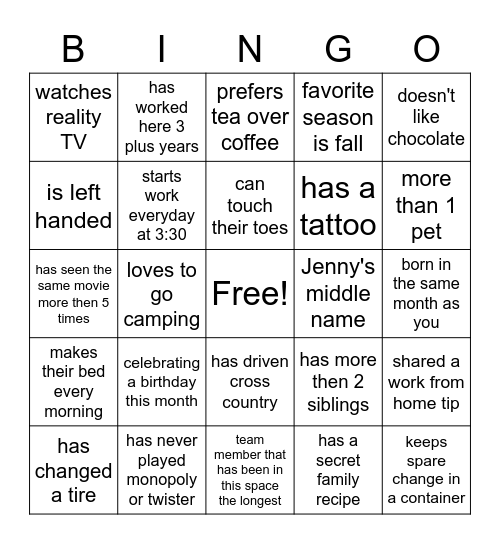 Untitled Bingo Card
