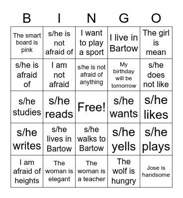 SPA - ENG SP1 Bingo Card