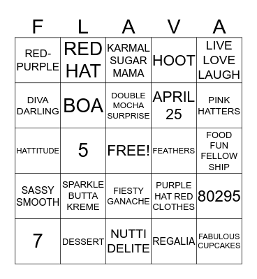 FLABULOUS CUPCAKES Bingo Card