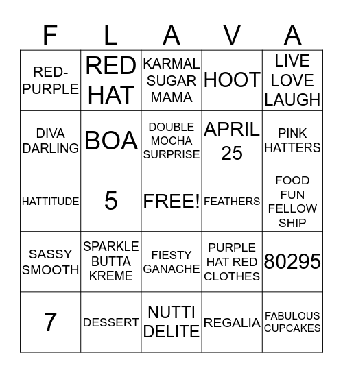 FLABULOUS CUPCAKES Bingo Card
