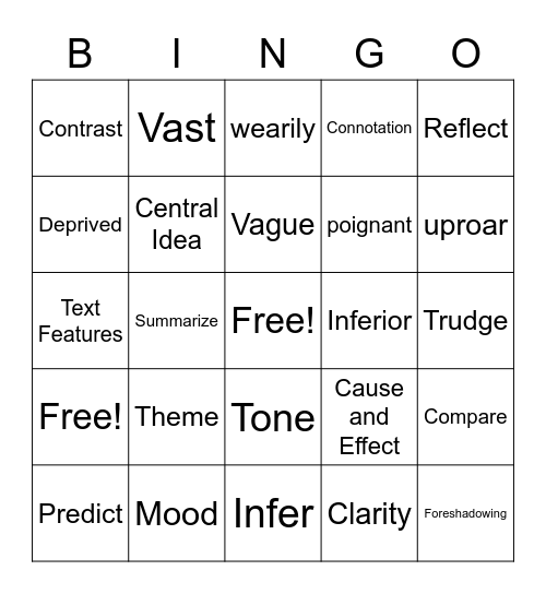 Vocab Bingo Card