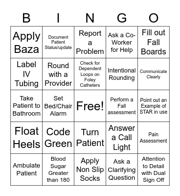 Clinical Bingo Card