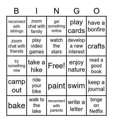 Peak Day: Did you do this over quarantine??? Bingo Card