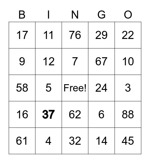 Segment Addition Postulate Bingo Card