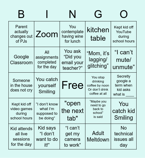 VIRTUAL LEARNING Bingo Card