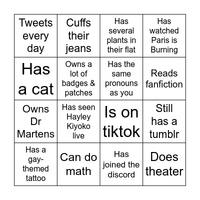 GULGBTQ+ Bingo! Find someone who... Bingo Card