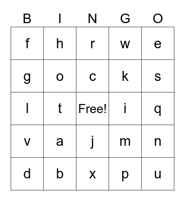 Abc Bingo Card