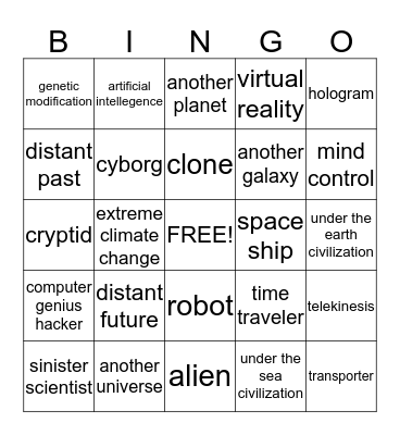 Characteristics of Science Fiction Bingo Card
