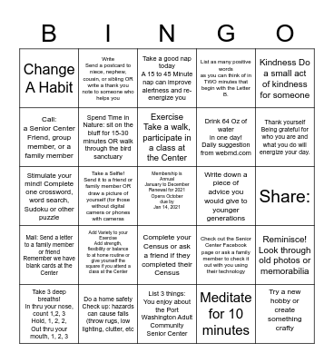 October Membership Bingo Card
