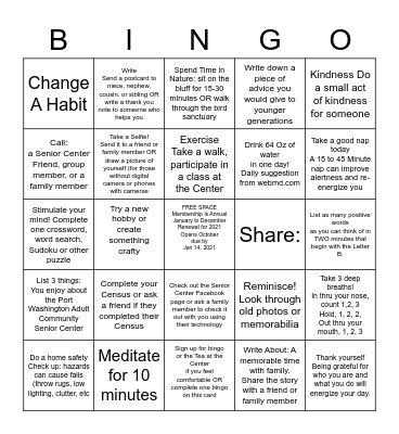 October Membership Bingo Card