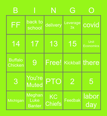 Lettuce Connect Bingo Card