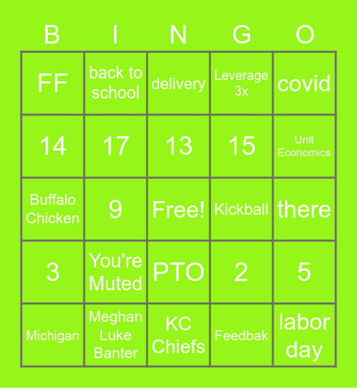 Lettuce Connect Bingo Card