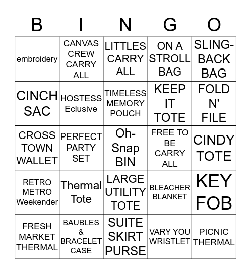 THIRTY ONE GIFTS Bingo Card