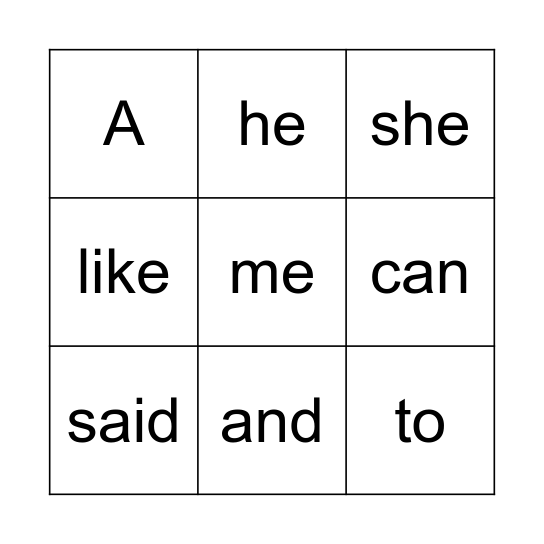 Kindergarten Sight Words - 2nd Six Weeks Bingo Card