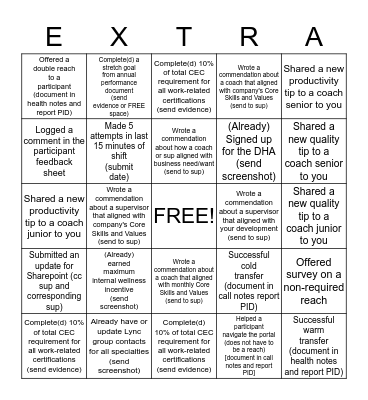 Dec 2014 team competition Bingo Card