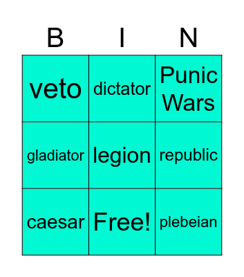india  vocab Bingo Card
