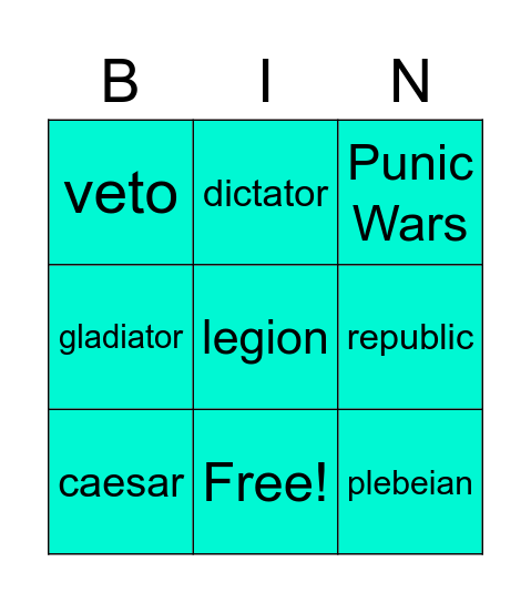 india  vocab Bingo Card