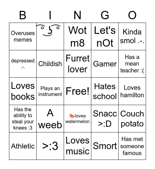 Blake bingo :3 Bingo Card