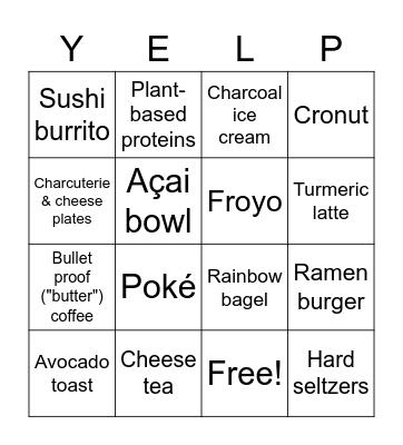 Foodie Trends Bingo Card