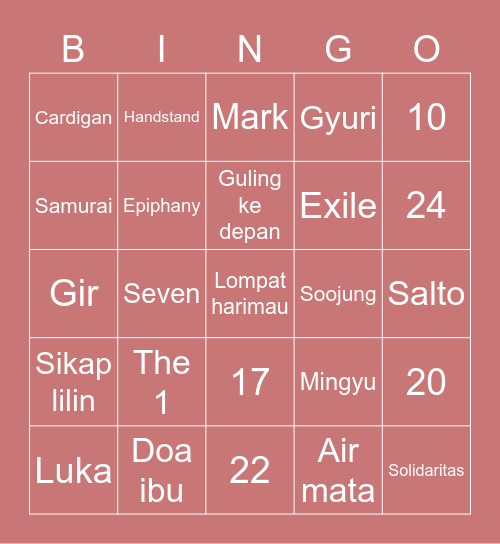 Mimin Ital Bingo Card