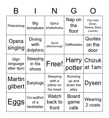 Happy birthday Refael! Bingo Card