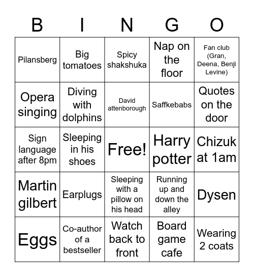 Happy birthday Refael! Bingo Card