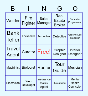 GEAR UP Alex Fey Name That Job Bingo Card