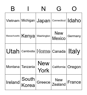 Where in the World is Jim? Bingo Card