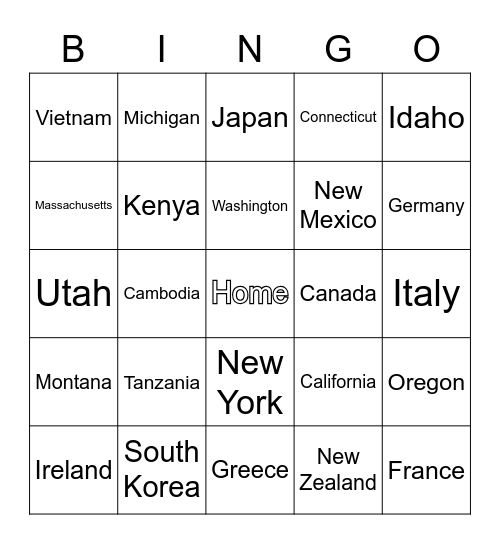 Where in the World is Jim? Bingo Card