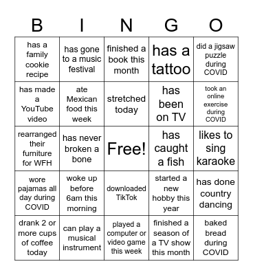 TLP Team BINGO Card